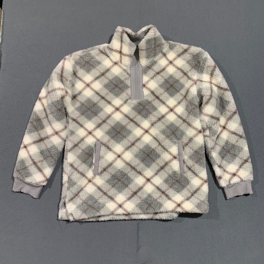 Maurices Women's Size Large Plaid‎ Sherpa Fleece Pullover Sweatshirt